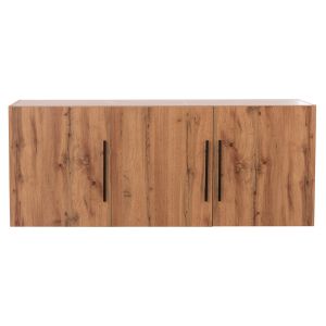Wardrobe with 3 doors, ceiling cabinet, Carys HM747.12, melamine in natural wood color, 150X55.5X60HCM.