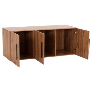 Wardrobe with 3 doors, ceiling cabinet, Carys HM747.12, melamine in natural wood color, 150X55.5X60HCM.