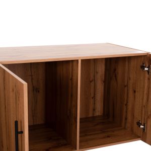 Wardrobe with 3 doors, ceiling cabinet, Carys HM747.12, melamine in natural wood color, 150X55.5X60HCM.