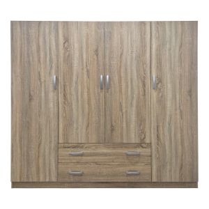 Гардероб с четири крила и 2 чекмеджета Alvia sonoma 200x51x180см