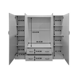 Гардероб с четири крила и 2 чекмеджета Alvia sonoma 200x51x180см