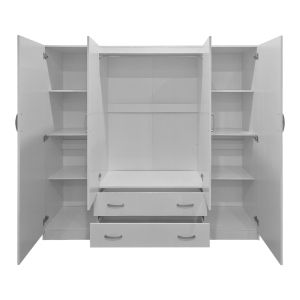 Гардероб с четири крила и 2 чекмеджета Алвия бял 200x51x180см