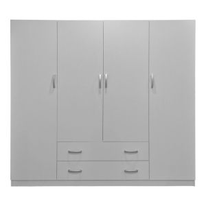Гардероб с четири крила и 2 чекмеджета Алвия бял 200x51x180см