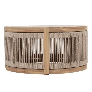 Garden round coffee table Mormont series HM6262.01 acacia wood in natural beige color Φ60X40 cm.