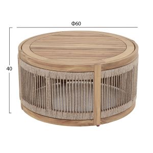 Garden round coffee table Mormont series HM6262.01 acacia wood in natural beige color Φ60X40 cm.