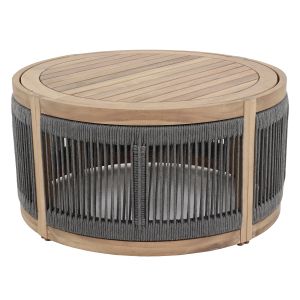 Garden round coffee table Mormont series HM6262.02 acacia wood in natural gray color Φ60X40 cm.