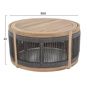 Garden round coffee table Mormont series HM6262.02 acacia wood in natural gray color Φ60X40 cm.