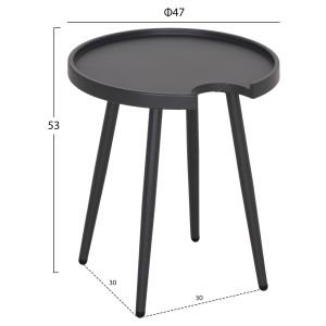 Garden round side table Teroc HM6433.01 aluminum in gray Φ47X53HСМ.