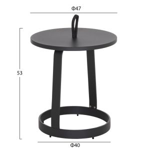 Garden side table Mino HM6433.01 aluminum and rope in gray Φ47X53ВСМ.