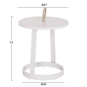 Garden side table Mino HM6433.02 aluminum white and beige with rope Φ47X53ВСМ.