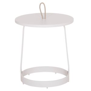 Garden side table Mino HM6433.02 aluminum white and beige with rope Φ47X53ВСМ.
