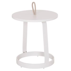 Garden side table Mino HM6433.02 aluminum white and beige with rope Φ47X53ВСМ.