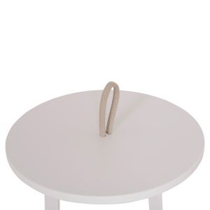 Garden side table Mino HM6433.02 aluminum white and beige with rope Φ47X53ВСМ.