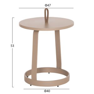 Garden side table Mino HM6433.03 aluminum and rope in cappuccino Φ47X53HСМ.