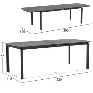 Garden set table and chairs with 6 seats Elara HM10726.01 gray aluminum extendable dining table