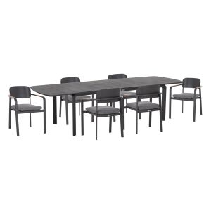 Garden set table and chairs with 6 seats Elara HM10726.01 gray aluminum extendable dining table