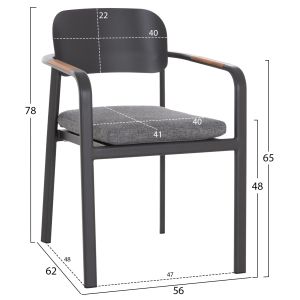 Garden set table and chairs with 6 seats Elara HM10726.01 gray aluminum extendable dining table
