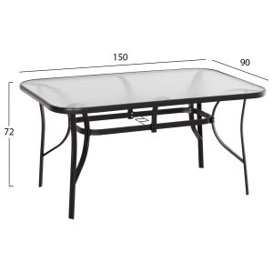 Градински сет от 5 части Bruno HM10729.03 метални столове и маса 150X90 см черни