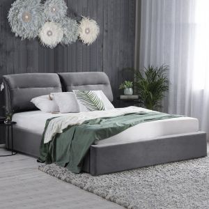Двойно легло с матрак Kendra HM10720.01 сиво кадифе с място за съхранение -- за 160X200СМ