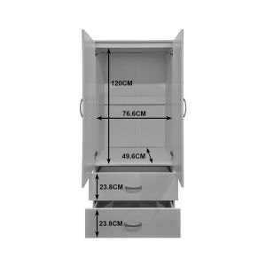 Double-wing wardrobe with 2 drawers Alvia wenge 80x51.5x180cm