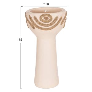 Decorative vase Dean HM4679.02 terracotta in creamy white with angel rope -- Φ18X35HCM.