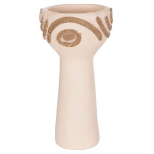 Decorative vase Dean HM4679.02 terracotta in creamy white with angel rope -- Φ18X35HCM.