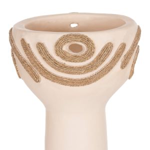 Decorative vase Dean HM4679.02 terracotta in creamy white with angel rope -- Φ18X35HCM.