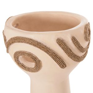 Decorative vase Dean HM4679.02 terracotta in creamy white with angel rope -- Φ18X35HCM.