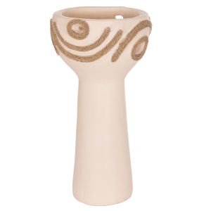 Decorative vase Dean HM4679.02 terracotta in creamy white with angel rope -- Φ18X35HCM.