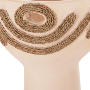 Decorative vase Dean HM4679.02 terracotta in creamy white with angel rope -- Φ18X35HCM.