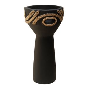 Decorative vase Dean HM4679.01 terracotta in black with angel ROPE-Φ18X35HCM.