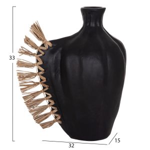 Decorative vase Jebb HM4689.01 terracotta in black and grass - 32X15X33H cm.