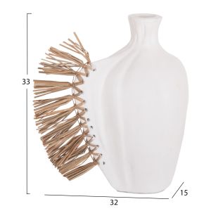Decorative vase Jebb HM4689.02 terracotta in white and grass - 32X15X33H cm.