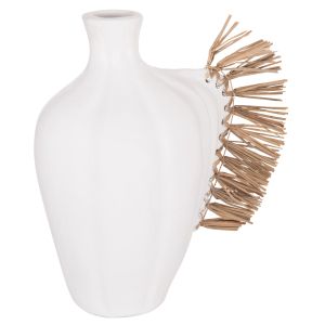 Decorative vase Jebb HM4689.02 terracotta in white and grass - 32X15X33H cm.