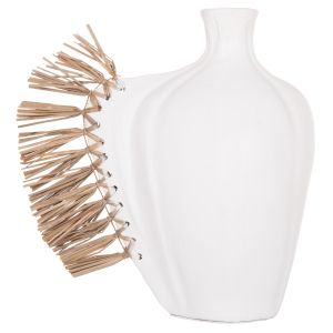 Decorative vase Jebb HM4689.02 terracotta in white and grass - 32X15X33H cm.