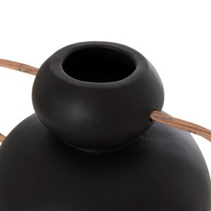Decorative vase Mibo HM4688.01S terracotta in black - natural rattan handles 27X15X20ВСМ