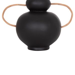 Decorative vase Mibo HM4688.01S terracotta in black - natural rattan handles 27X15X20ВСМ