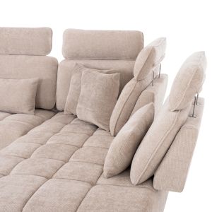 Right corner 5-seater sofa Myron SM3318.02R ecru fabric 290X110-225X110H