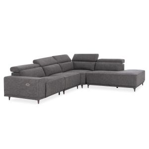 Right corner 5-seater sofa with adjustable headboard Lunaris SM3316.01R gray fabric 307X267X94V