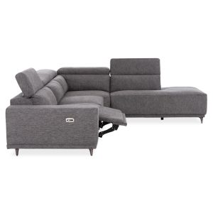 Right corner 5-seater sofa with adjustable headboard Lunaris SM3316.01R gray fabric 307X267X94V