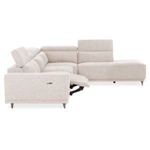 Right corner 5-seater sofa with adjustable backrest Lunaris SM3316.02R, ecru fabric, 307X267X94V