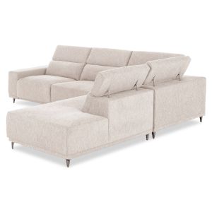 Right corner 5-seater sofa with adjustable backrest Lunaris SM3316.02R, ecru fabric, 307X267X94V