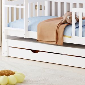 Детско двуетажно легло с матраци и чекмеджета Triplon HM21318 борова дървесина в бяло 207X97X168ВСМ.