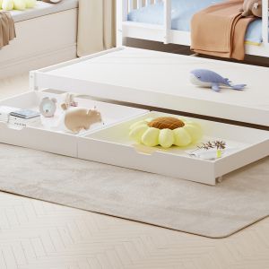 Детско двуетажно легло с матраци и чекмеджета Triplon HM21318 борова дървесина в бяло 207X97X168ВСМ.