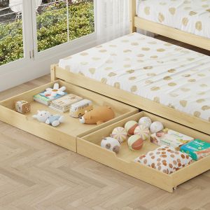 Детско легло с матраци и чекмеджета Phyllis HM21323.01 борова дървесина в натурален цвят 206X97X166ВСМ.
