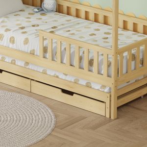 Детско легло с матраци и чекмеджета Phyllis HM21323.01 борова дървесина в натурален цвят 206X97X166ВСМ.
