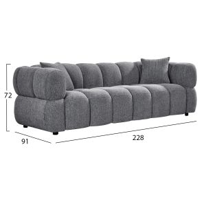 3-seater sofa Norika HM3331.01 gray damask 228X91X72HCM.