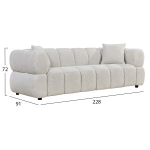 3-seater sofa Norika HM3331.02 damask ecru 228x91x72cm.