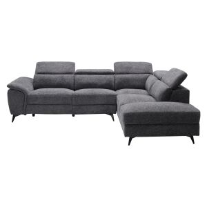 RIGHT CORNER SOFA - WITH EXTENDING HEADREST AND STORAGE SPACE RESTRO FB93339.01R GREY FABRIC 284X224X76CM.