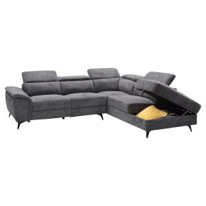 RIGHT CORNER SOFA - WITH EXTENDING HEADREST AND STORAGE SPACE RESTRO FB93339.01R GREY FABRIC 284X224X76CM.